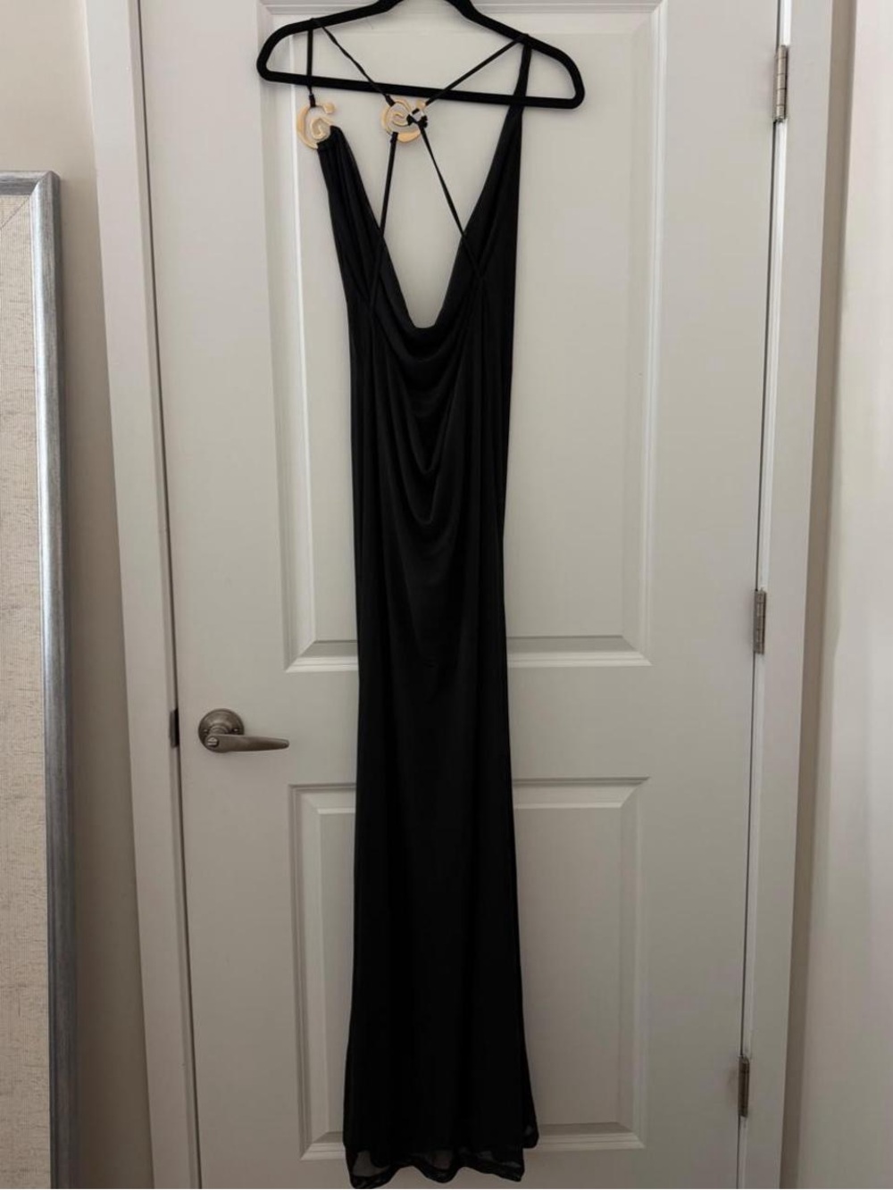 Black maxi dress with cowl neck and spaghetti straps - Picture 6 of 6
